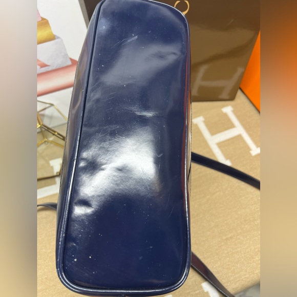 Gucci Bamboo Blue Patent Leather Bag with Long Strap,bamboo zipper pull - Picture 3 of 13